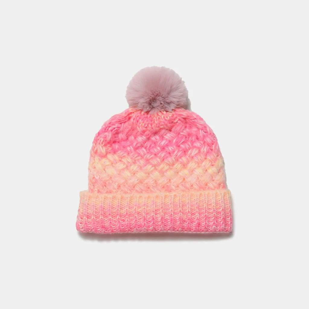Gradient Knit Hat with Pompom - Image #8