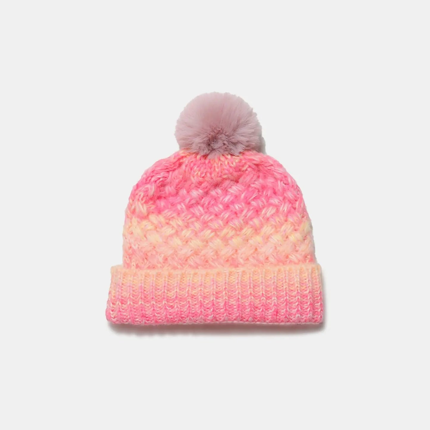 Gradient Knit Hat with Pompom - Image #8