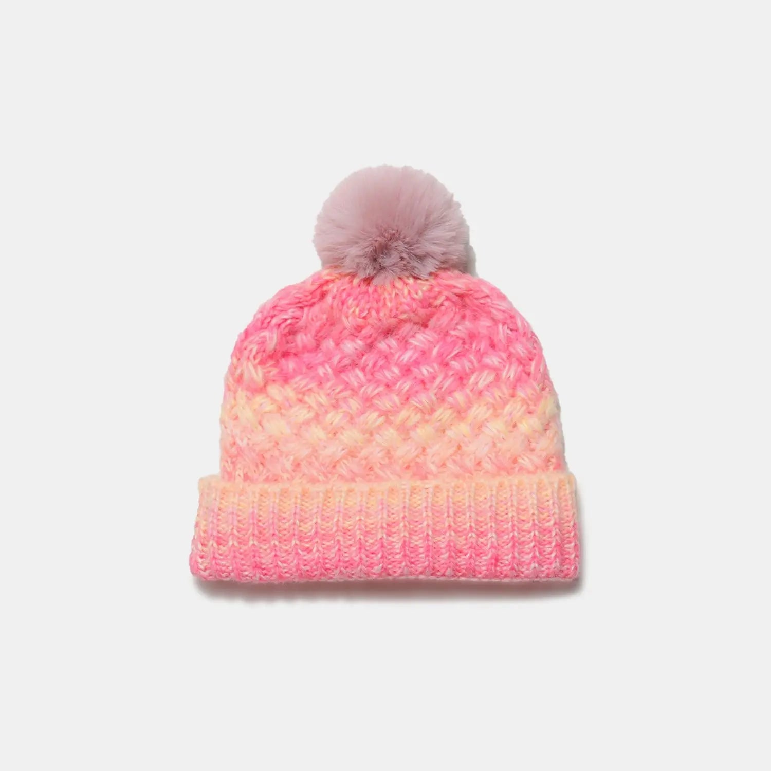 Gradient Knit Hat with Pompom - Image #8