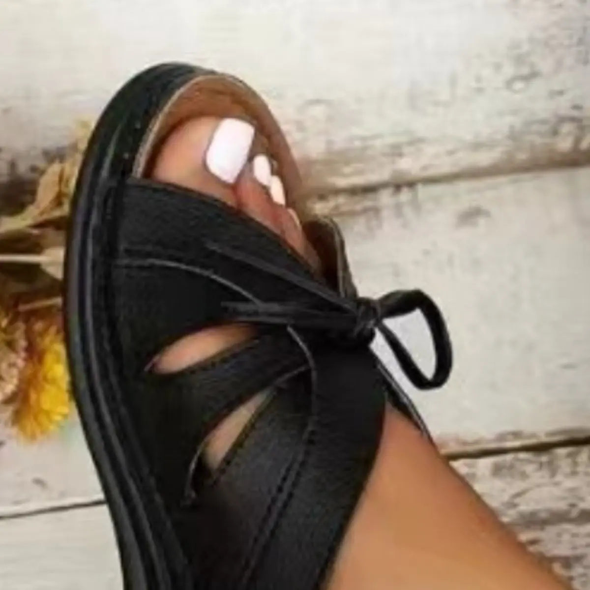 Tied Open Toe Low Heel Sandals - Image #14