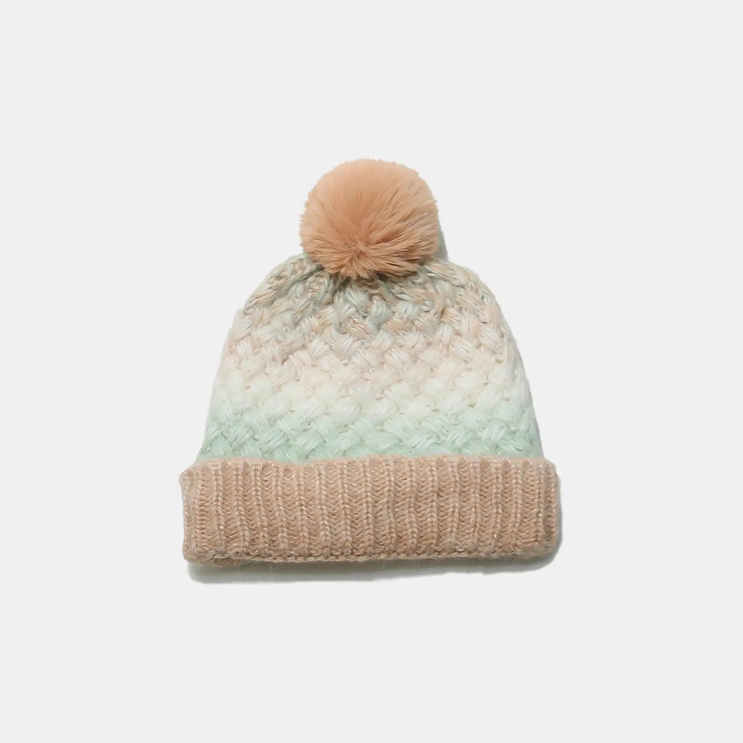 Gradient Knit Hat with Pompom - Image #6