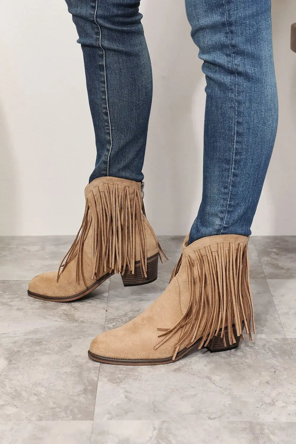 Legend Women's Fringe Cowboy Western Ankle Boots - Image #4