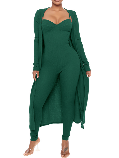 Jumpsuit Set with Loose Long-Sleeved Jacket