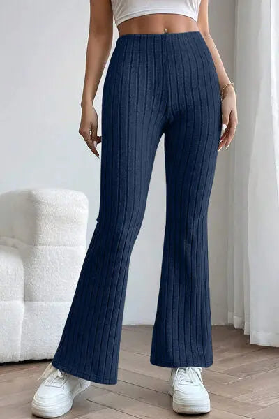 Basic Bae Full Size Ribbed High Waist Flare Pants - Image #11