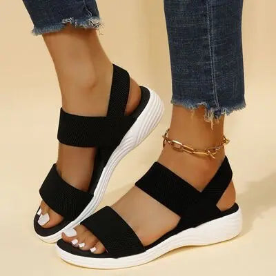 Rubber Open Toe Low Heel Sandals - Image #1