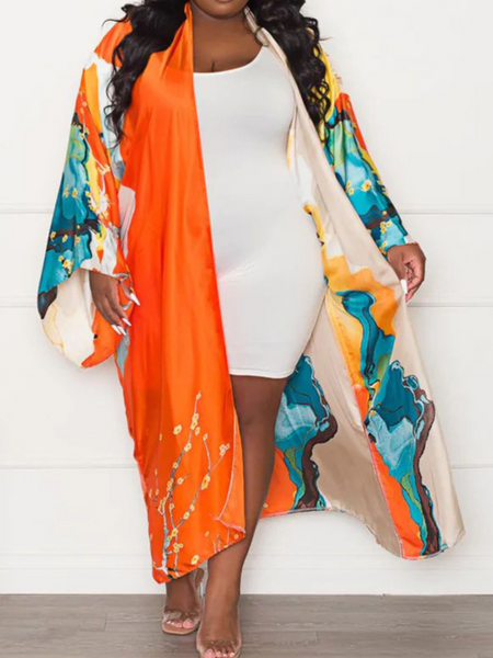 Printed Shawl Coat(Belt not included)