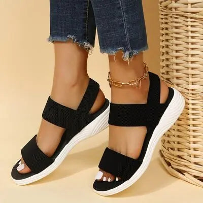 Rubber Open Toe Low Heel Sandals - Image #3