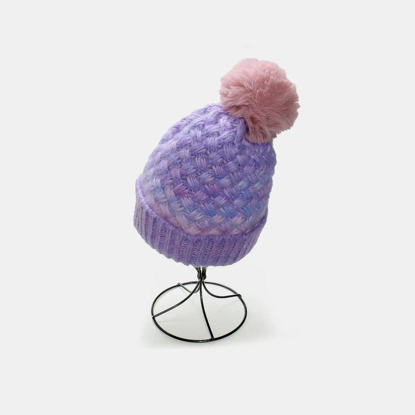 Gradient Knit Hat with Pompom - Image #14