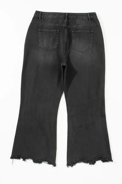 Distressed Raw Hem Jeans with Pockets - Image #10