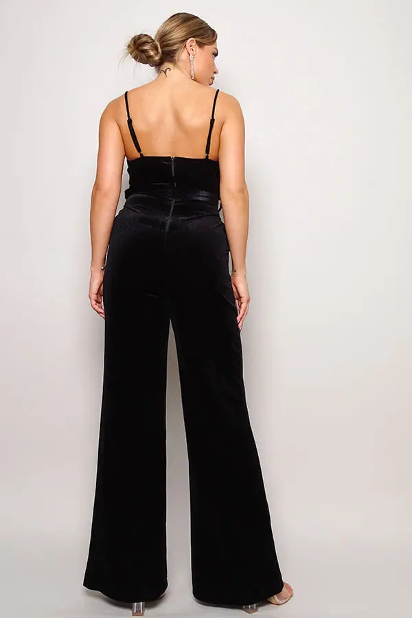 Samba Rhinestone Belt Velvet Jumpsuit - Image #8