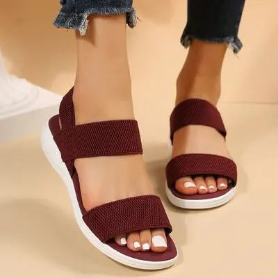 Rubber Open Toe Low Heel Sandals - Image #16