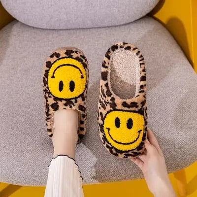 Melody Smiley Face Leopard Slippers - Image #1
