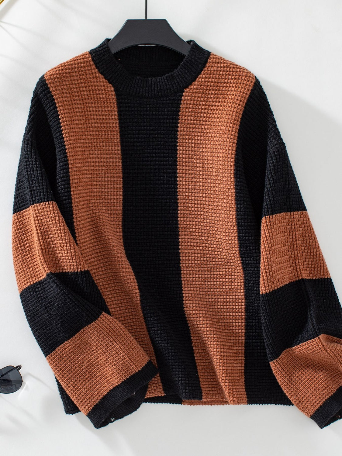 Color Block Round Neck Long Sleeve Sweater