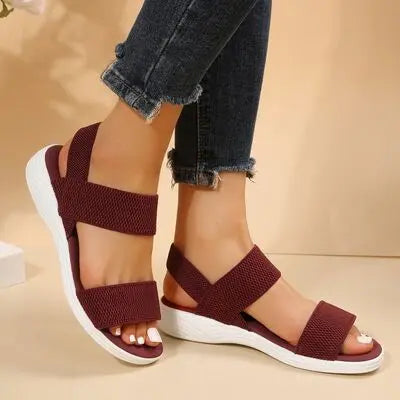 Rubber Open Toe Low Heel Sandals - Image #15