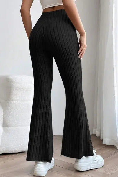 Basic Bae Full Size Ribbed High Waist Flare Pants - Image #2