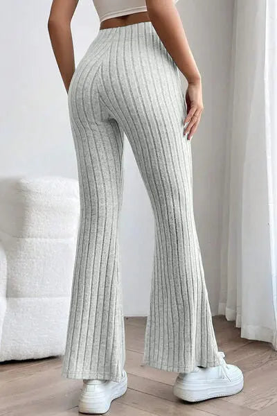 Basic Bae Full Size Ribbed High Waist Flare Pants - Image #26