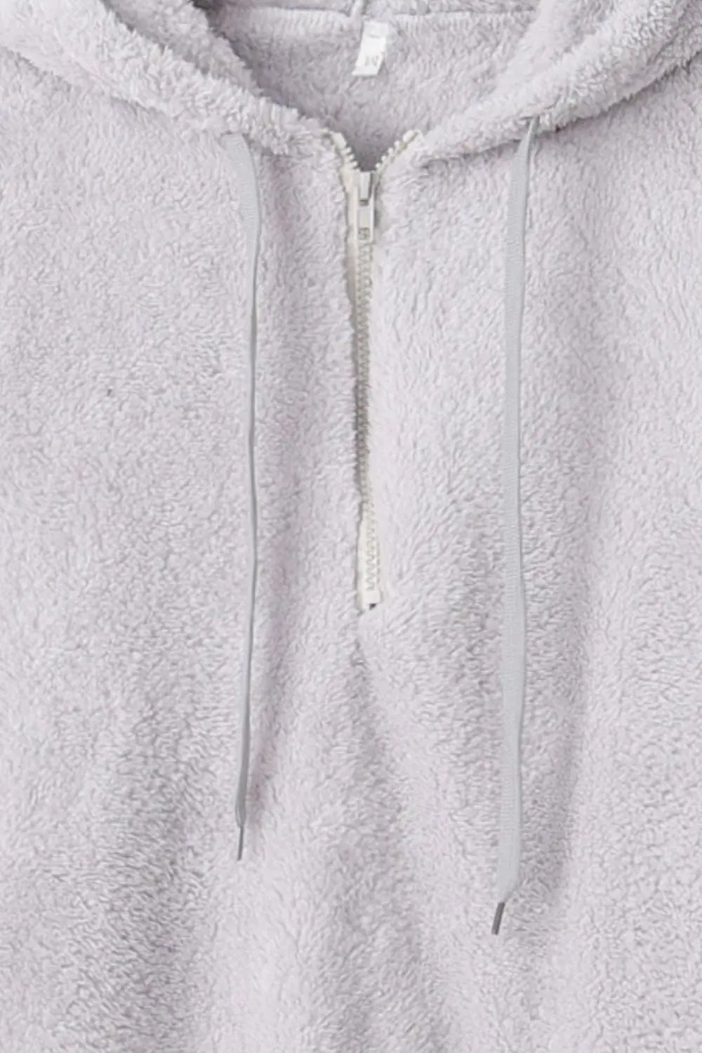 Full Size Quarter-Zip Drawstring Teddy Hoodie - Image #15