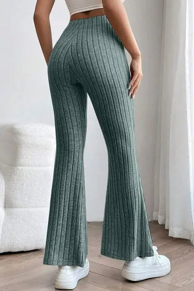 Basic Bae Full Size Ribbed High Waist Flare Pants - Image #20