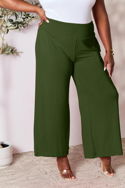 Double Take Full Size Smocked Wide Waistband Wide Leg Pants - Image #8