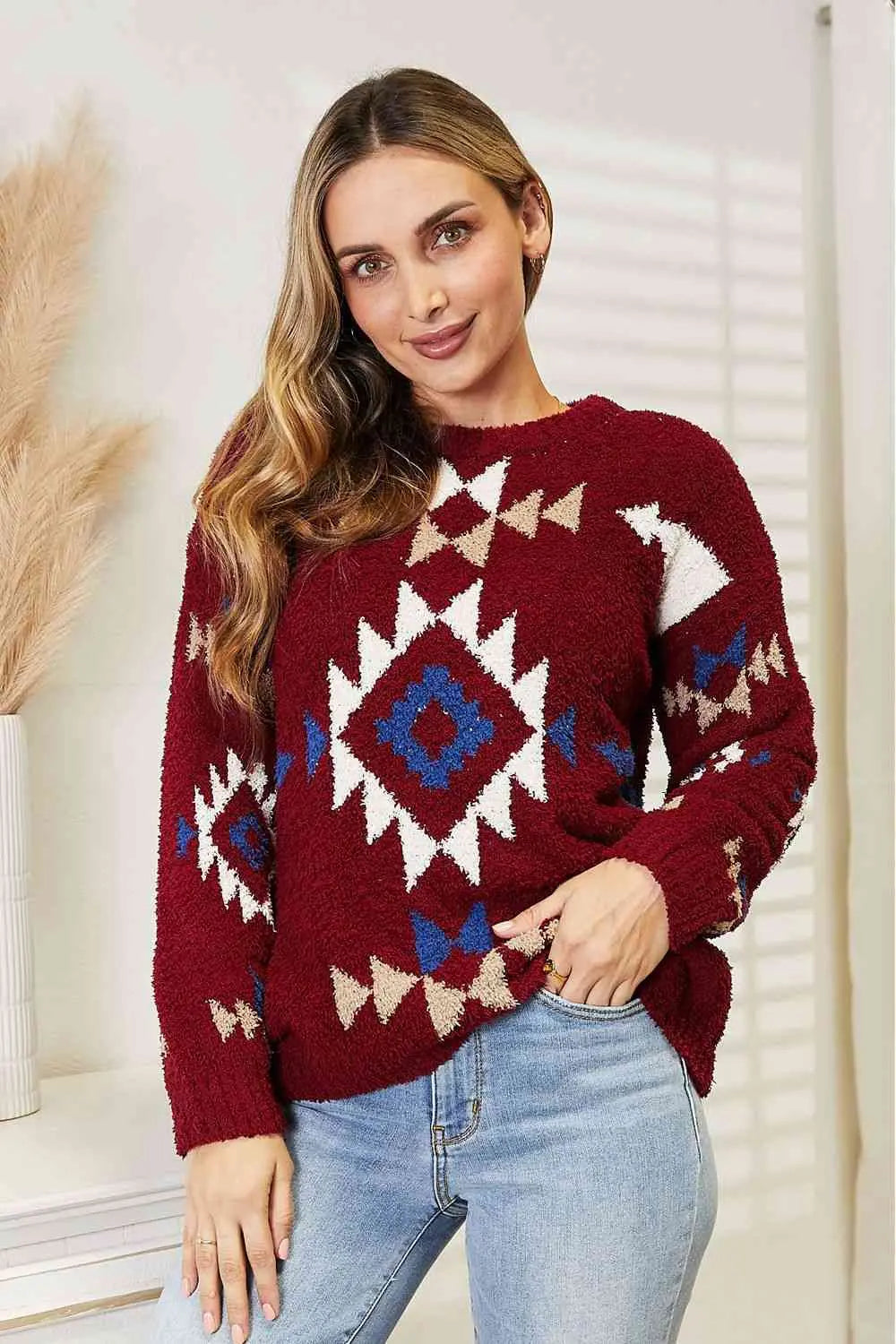 HEYSON Full Size Aztec Soft Fuzzy Sweater - Image #5