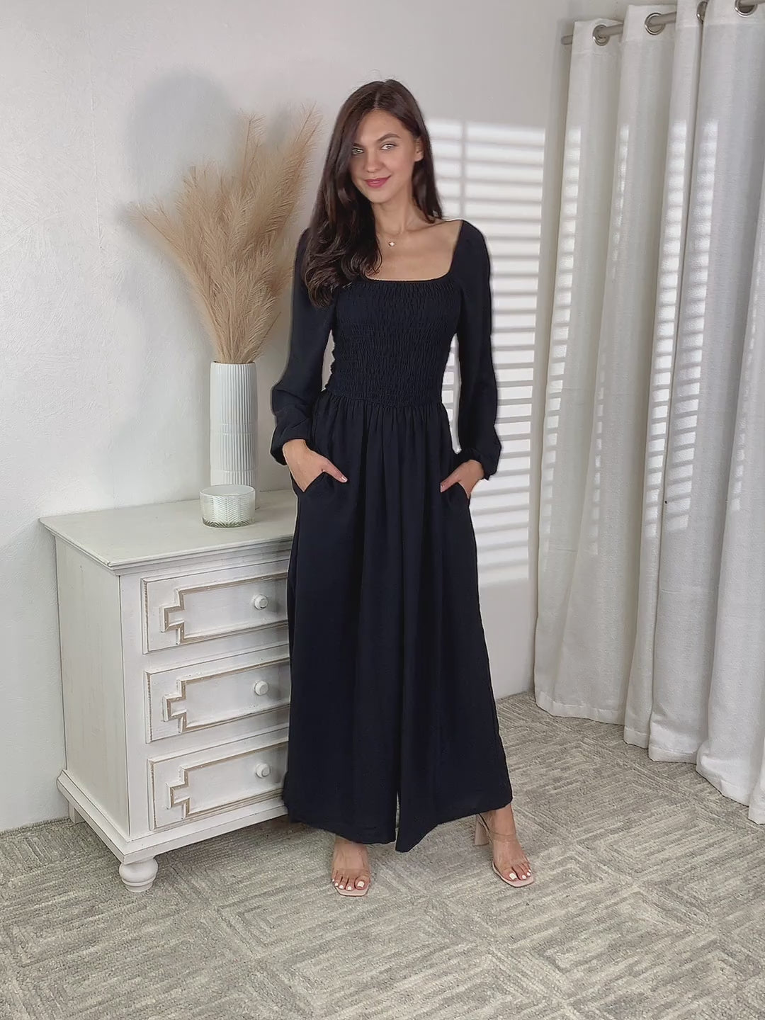 Double Take Square Neck Jumpsuit with Pockets