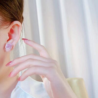 Artificial Gemstone Square Stud Earrings