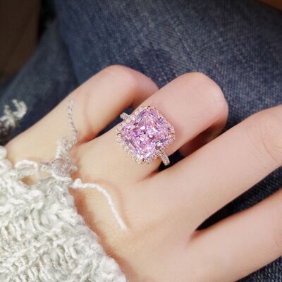 Rose Gold-Plated Artificial Gemstone Ring