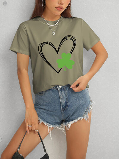 Heart Lucky Clover Short Sleeve T-Shirt