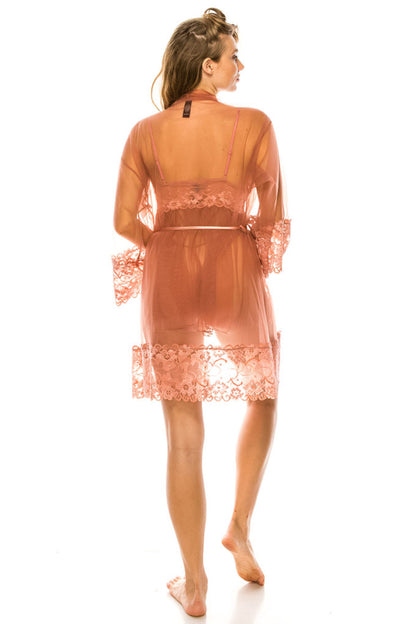 3 pc Mesh Robe Set