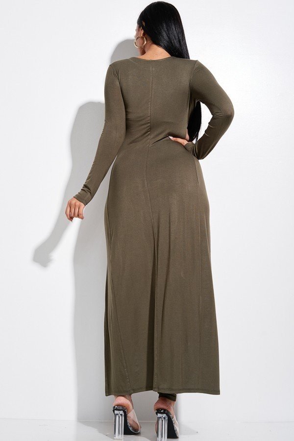Solid Heavy Rayon Spandex Long Sleeve Top And Leggings 2 Piece Set