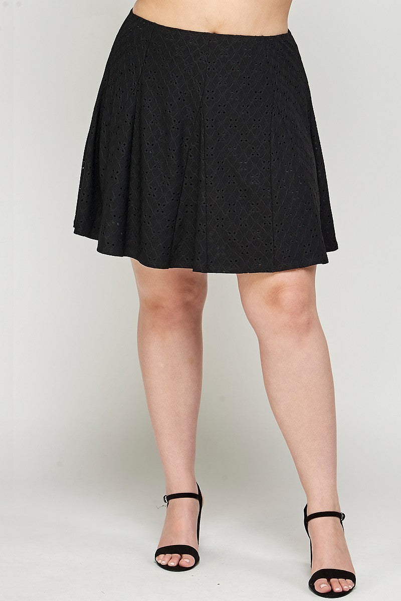 Plus Size, Knit Eyelet A-line Skirt