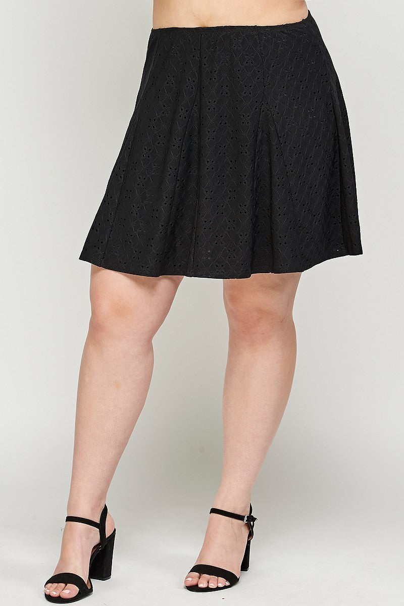 Plus Size, Knit Eyelet A-line Skirt